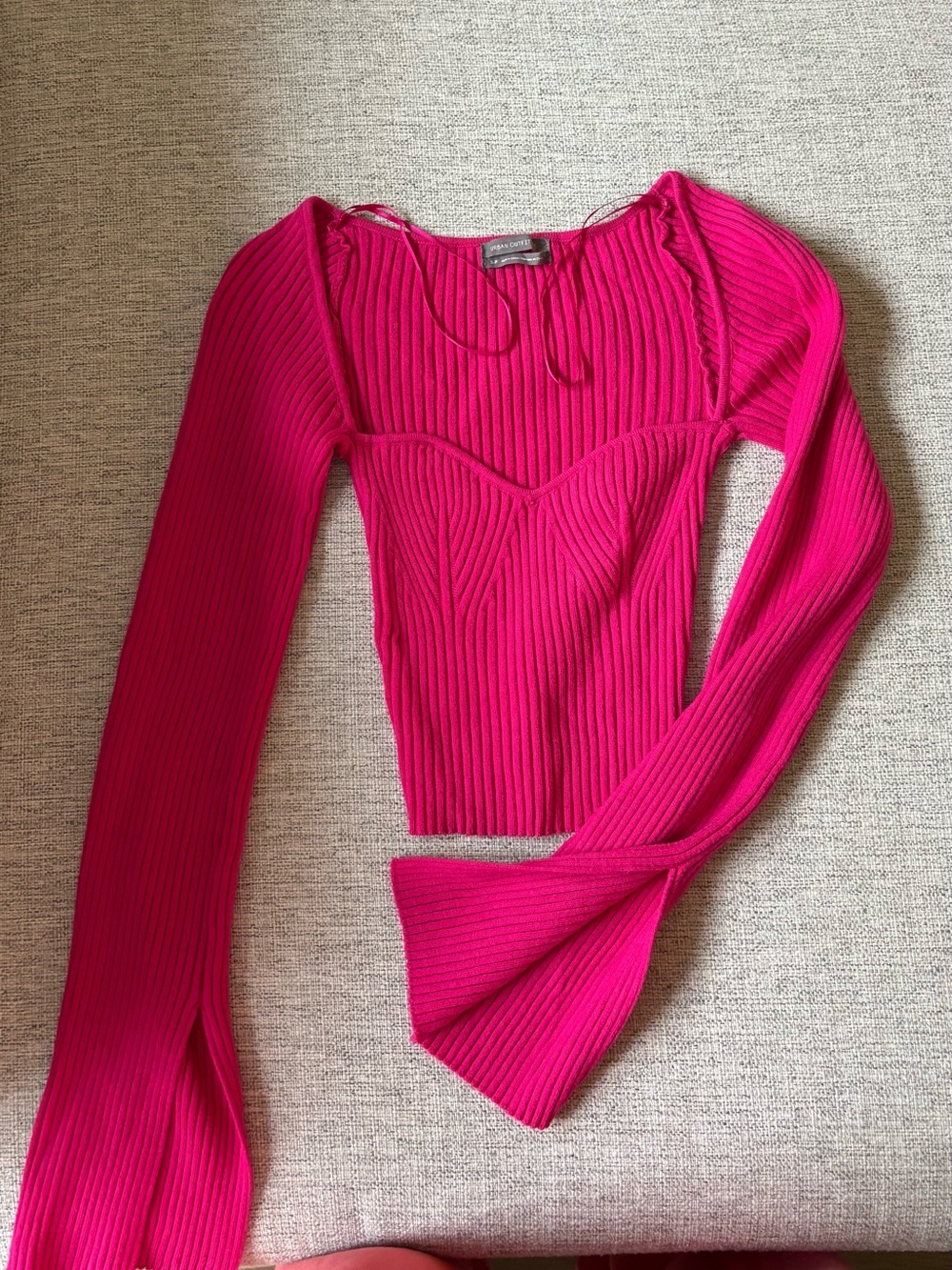 Urban Outfitters Fuchsia Ribbed Long-Sleeve Women's Top